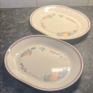 Set of 2 Corelle Abundance Floral Oval Serving Platters -  like new!